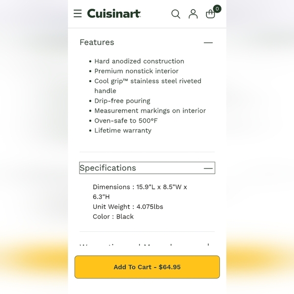 Cuisinart Chef's Classic Non-Stick HardAnodized 3 Quart Saucepan w/ Cover NEW - Picture 5 of 5